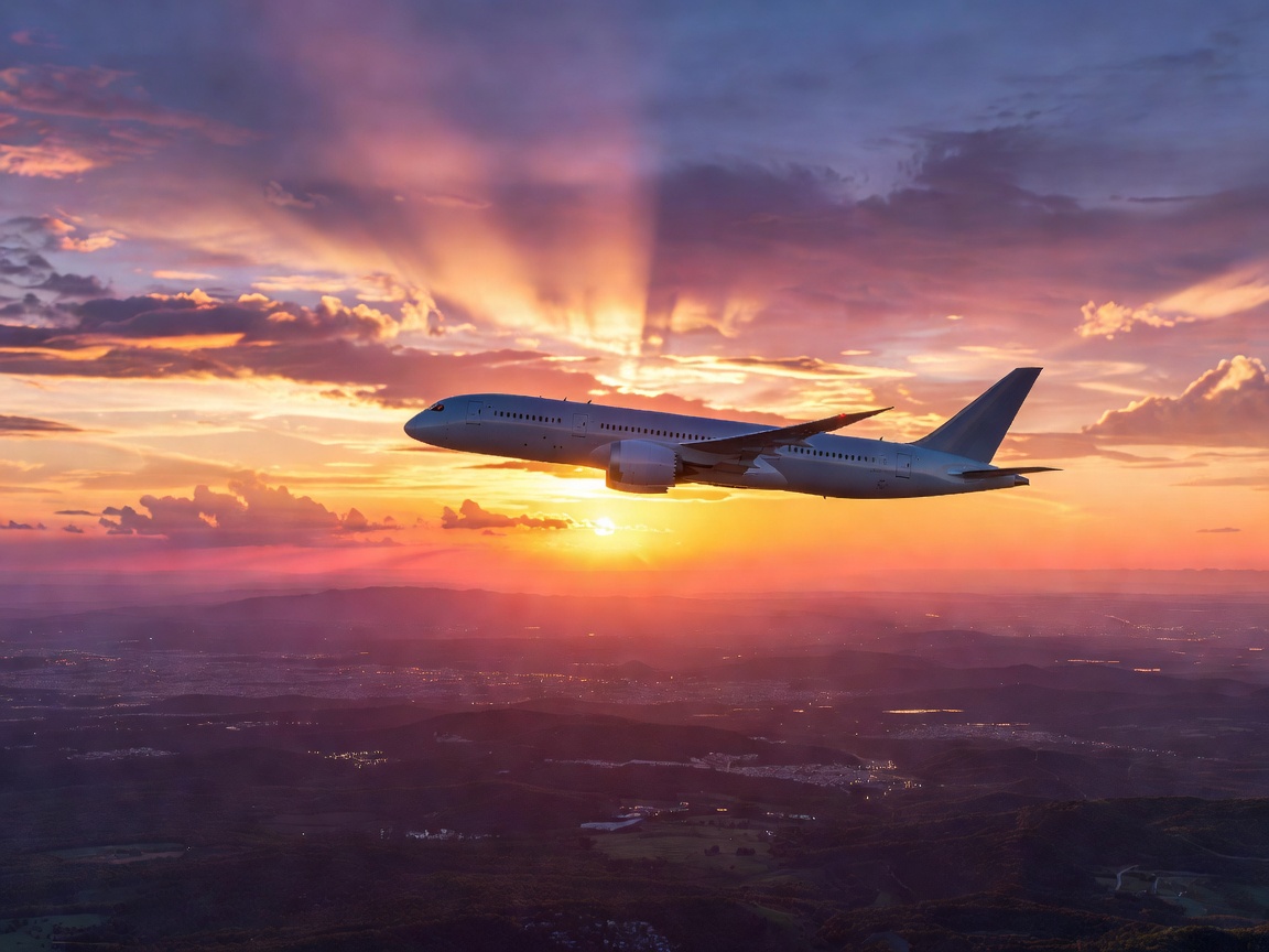 Microsoft Flight Simulator 2024 lentokone ja auringonlasku